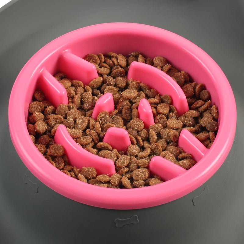 Yacee 100% Waterproof BPA Free Pet Dog Bowls2 Stainless Steelï¼ˆ53oz+27ozï¼‰ with 1.35â€œ Raised Edge Silicone Mat + Slow Feed Dog Water and Food Bowls for Feeding Small Large Dogs Cats Puppies (Gray) - Image 5
